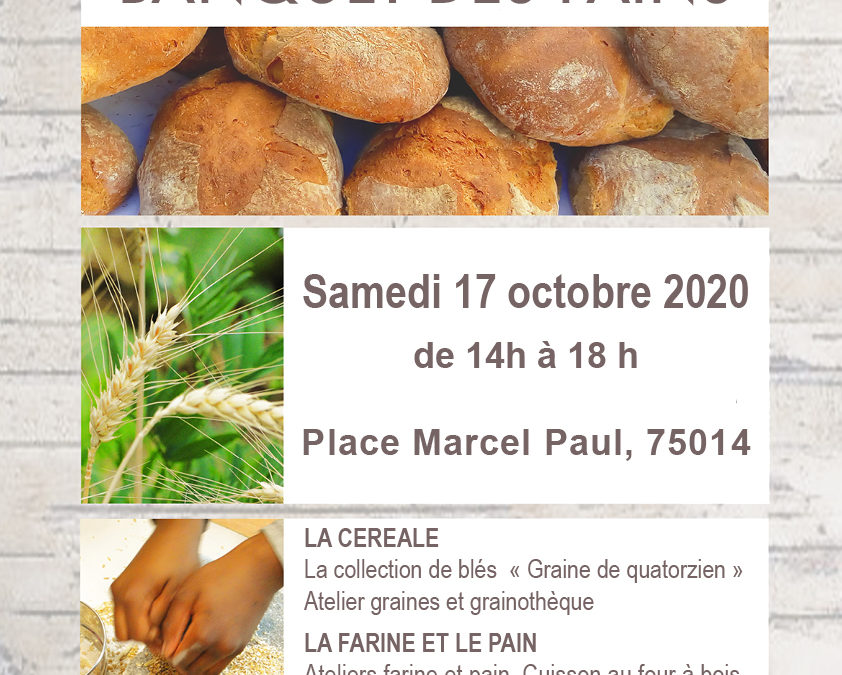 Banquet des pains le 17 octobre 2020 à partir de 14 heures